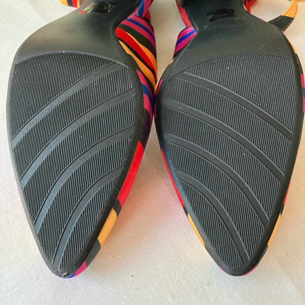 J. RENEE’ “CIPRIANA-JJ’ Size 9M, Silk, multicolored striped Slingback Pumps NWOT - Picture 13 of 14